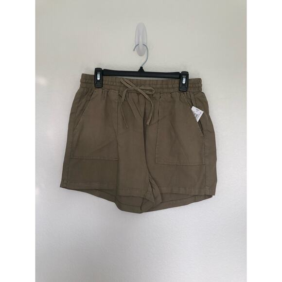 OAT Olive Pull-On High-Rise Drawstring Utility Shorts - M - Picture 2 of 3